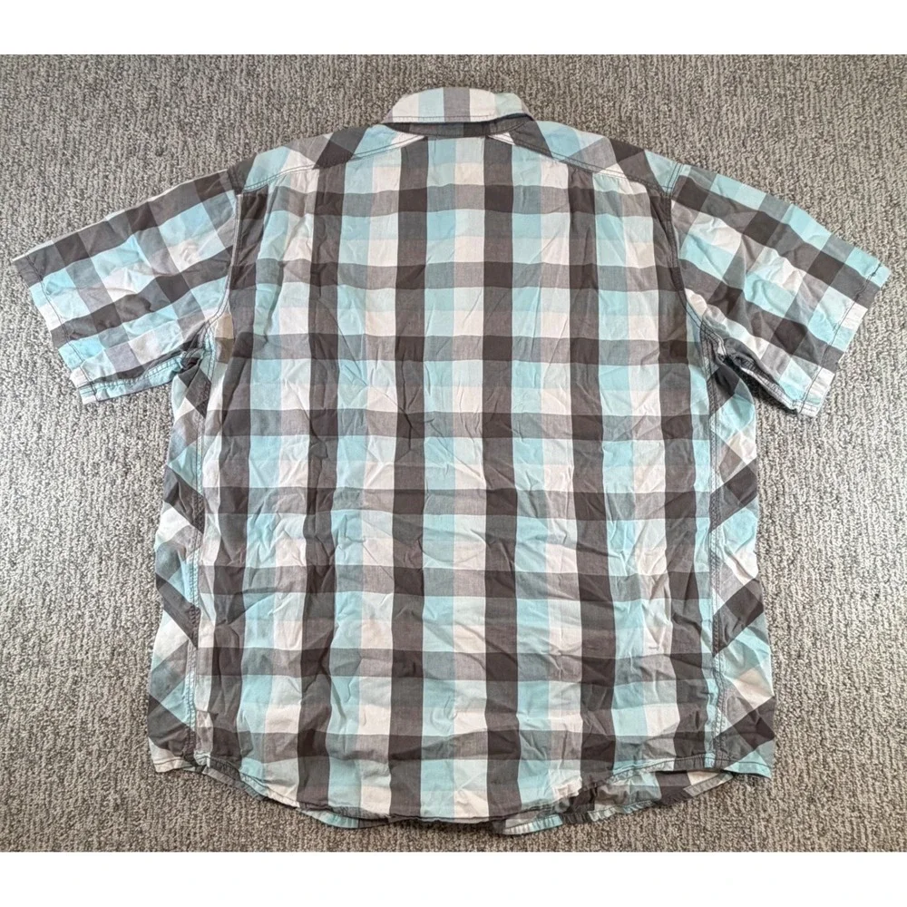 Burton Button Up Shirt Mens Large Blue Plaid Short Sleeve Casual Outdoor Pocket - Picture 4 of 6